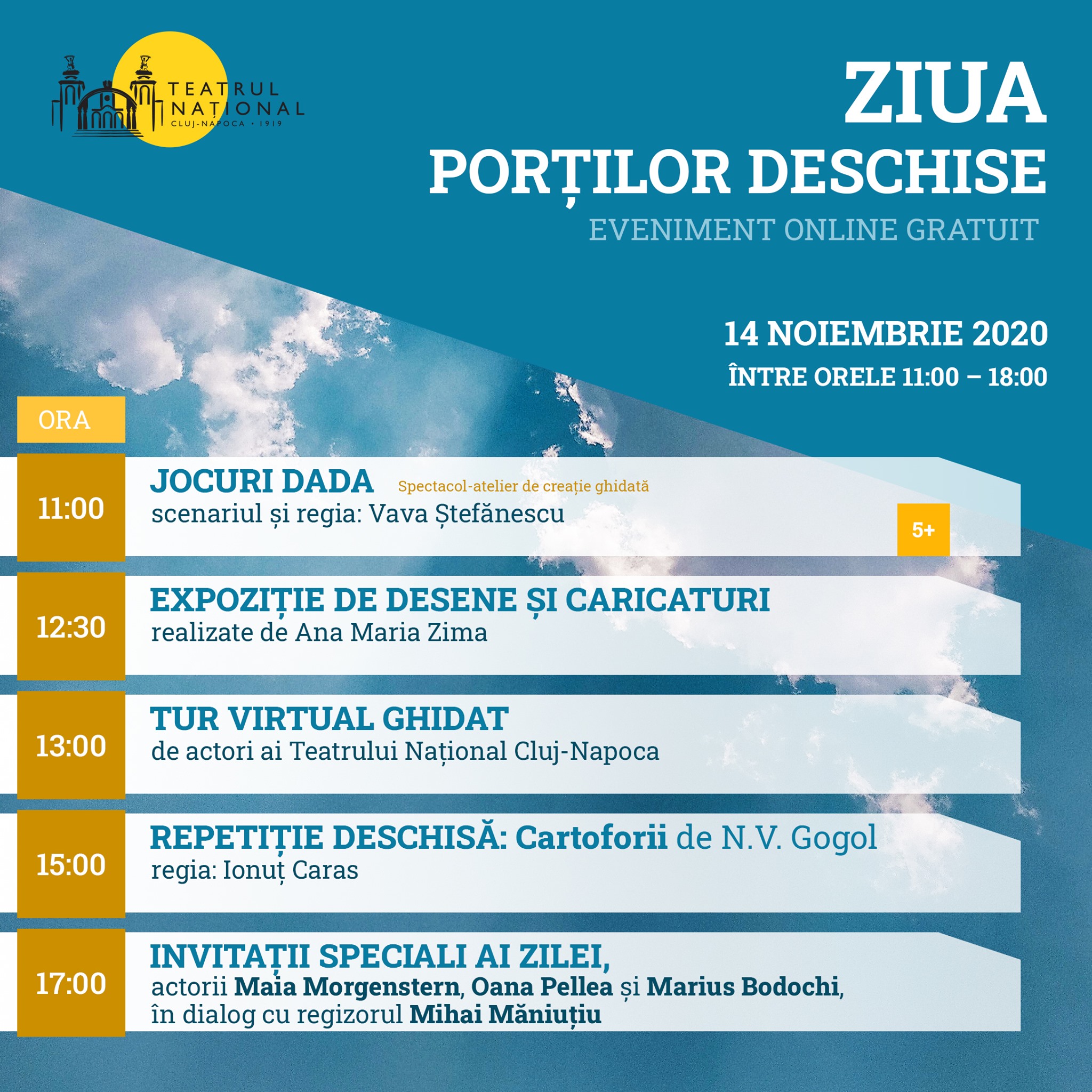 Evenimente on-line, sâmbătă, 14 noiembrie 2020