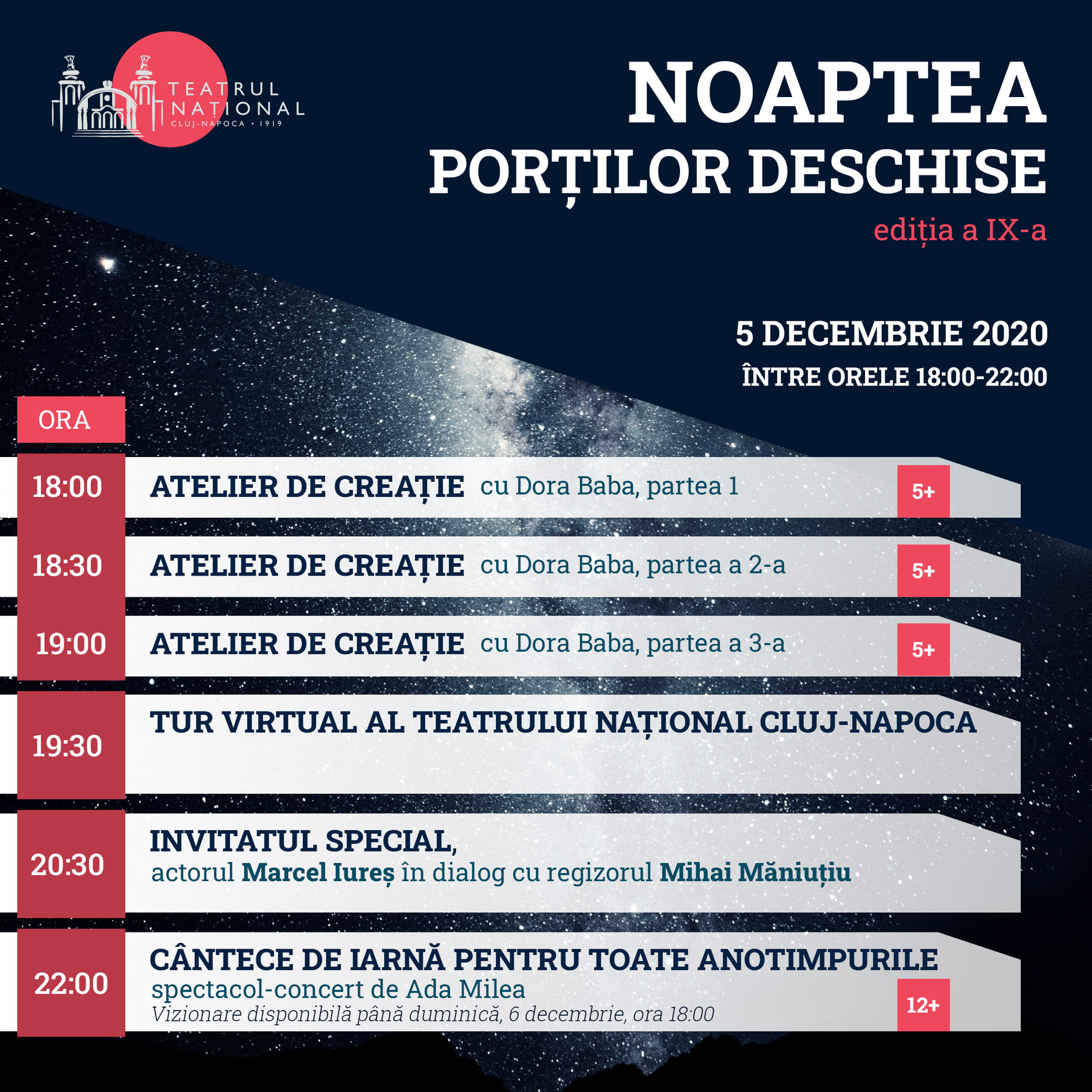 Evenimente on-line, sâmbătă, 5 decembrie 2020