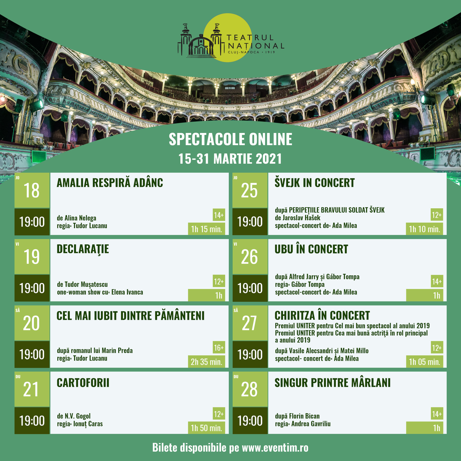 Evenimente on-line, joi, 18 martie 2021