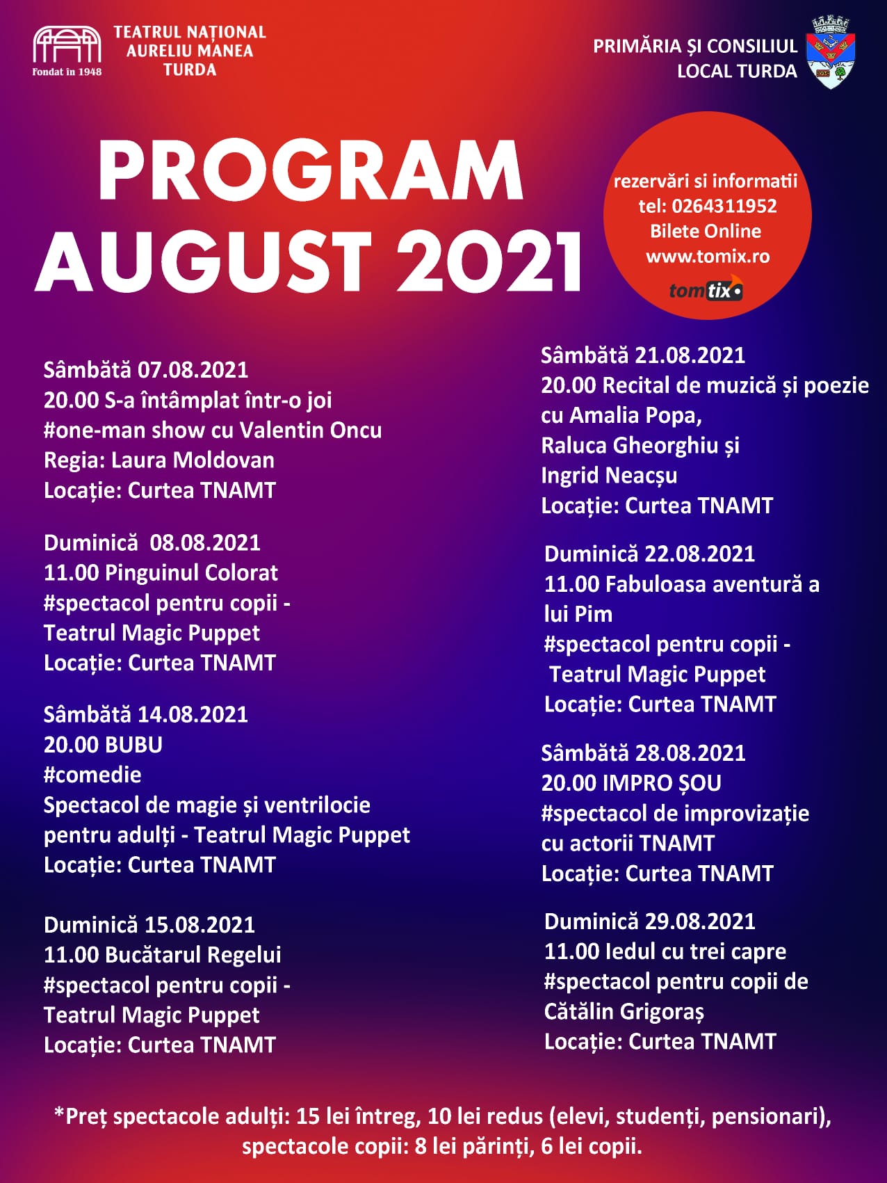 Evenimente în județul Cluj, sâmbătă, 7 august 2021
